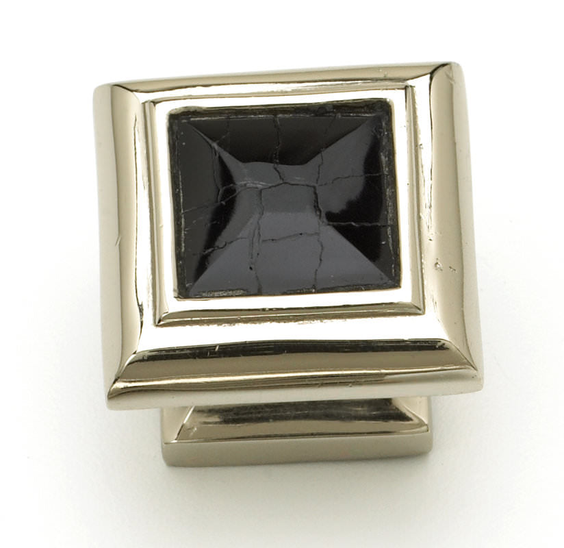 Schaub and Company 818-BMOP/PN polished nickel / black mother of pearl square cabinet knob