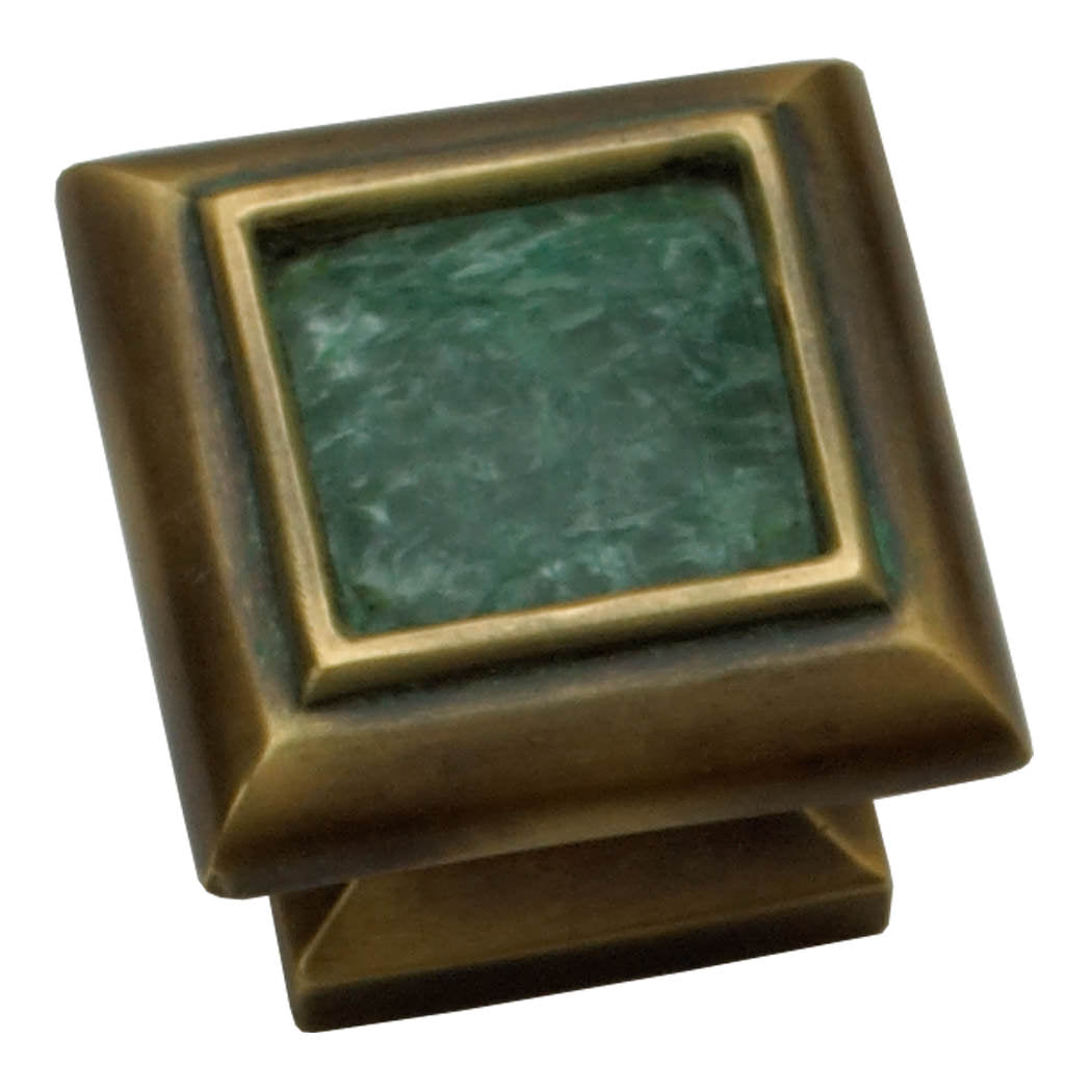 Schaub and Company 818-J/DGW dark green wash / jade square cabinet knob