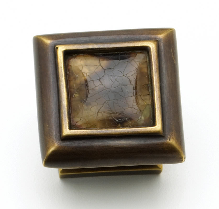 Schaub and Company 818-PEN-DAB dark antique bronze / penshell square cabinet knob