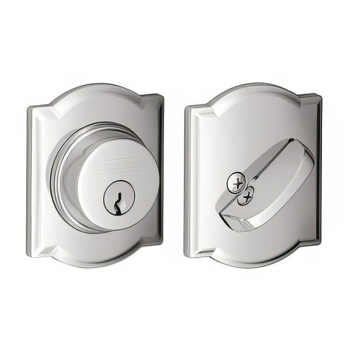 Schlage B60CAM625 B60CAM Single Cylinder Deadbolt with Camelot Rose Polished Chrome