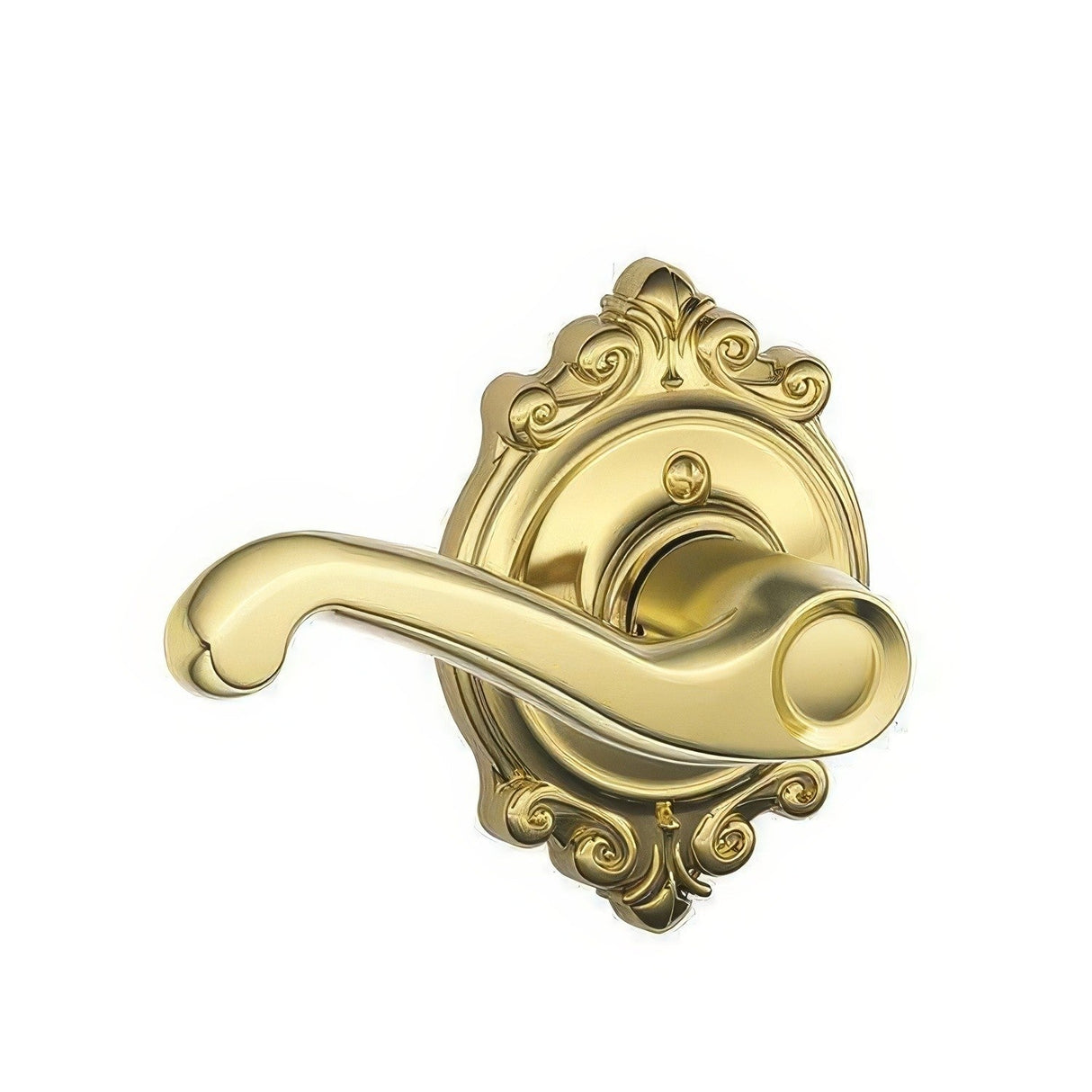 Schlage F170FLA605BRKLH F170-FLA-BRK-LH F-Series Flair Left Hand Dummy Door Lever Polished Brass