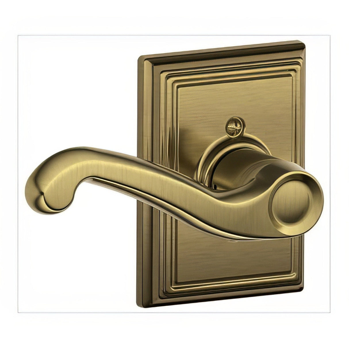 Schlage F170FLA609ADDLH F170-FLA-ADD-LH F-Series Flair Left Hand Dummy Door Lever Antique Brass