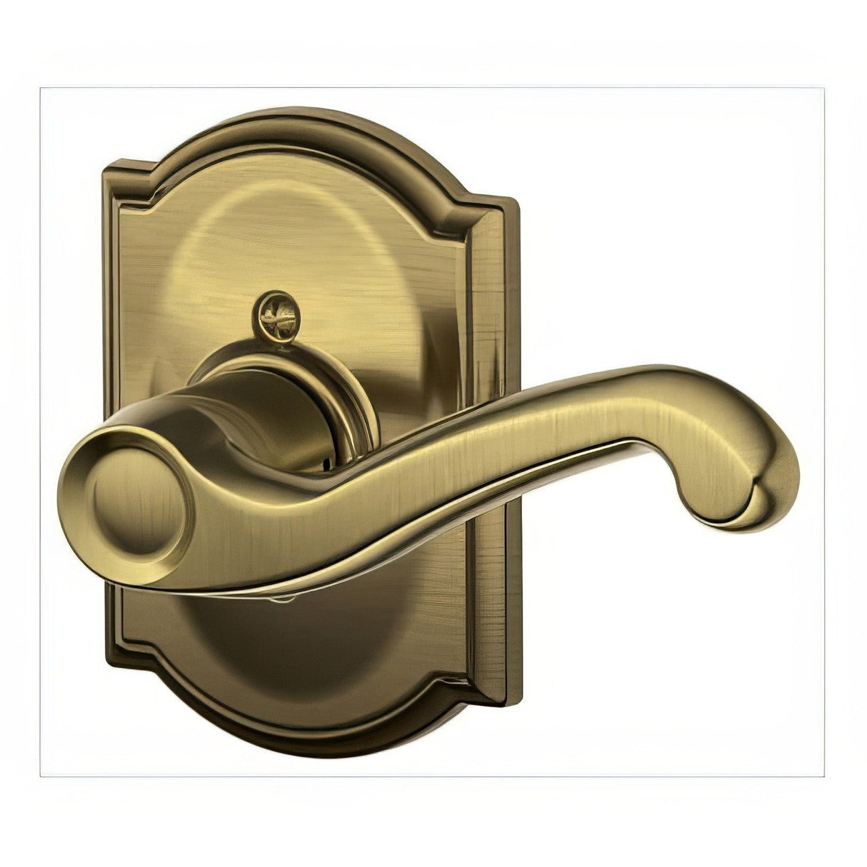 Schlage F170FLA609CAMRH F170-FLA-CAM-RH F-Series Flair Right Hand Dummy Door Lever Antique Brass
