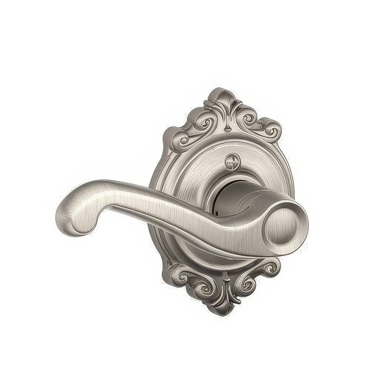 Schlage F170FLA619BRKLH F170-FLA-BRK-LH F-Series Flair Left Hand Dummy Door Lever Satin Nickel