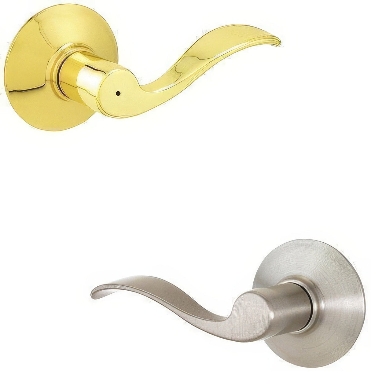 Schlage F40ACC605619RH F40-ACC-RH F-Series Right Hand Accent Split Finish Privacy Door Lever Polished Brass x Satin Nickel