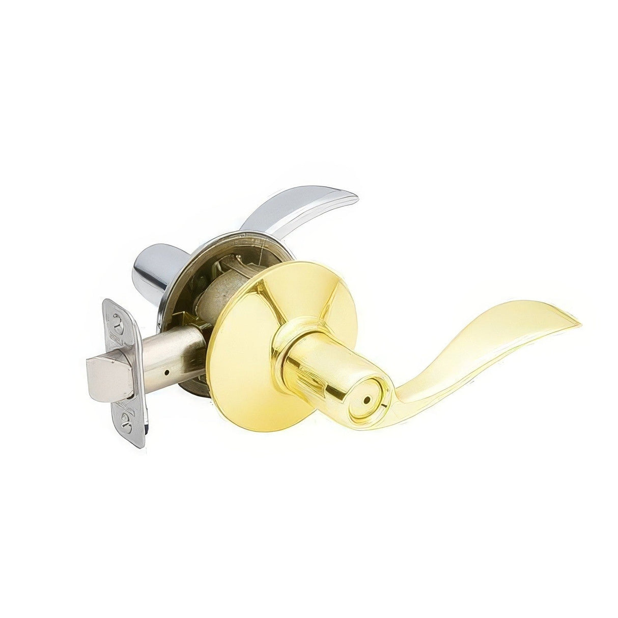 Schlage F40ACC605625RH F40-ACC-RH F-Series Right Hand Accent Split Finish Privacy Door Lever Polished Brass x Polished Chrome
