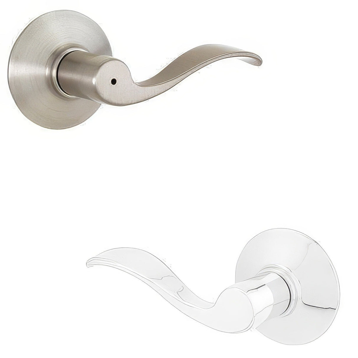 Schlage F40ACC619625RH F40-ACC-RH F-Series Right Hand Accent Split Finish Privacy Door Lever Satin Nickel x Polished Chrome
