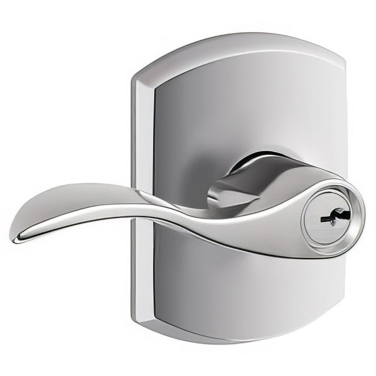 Schlage F51AACC625GRW F51A-ACC-GRW Keyed Entry Door Lever with Greenwich Decorative Rose Bright Chrome