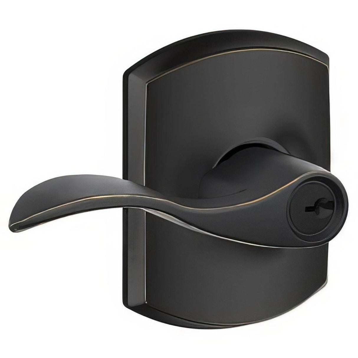 Schlage F51AACC716GRW F51A-ACC-GRW Keyed Entry Door Lever with Greenwich Decorative Rose Aged Bronze