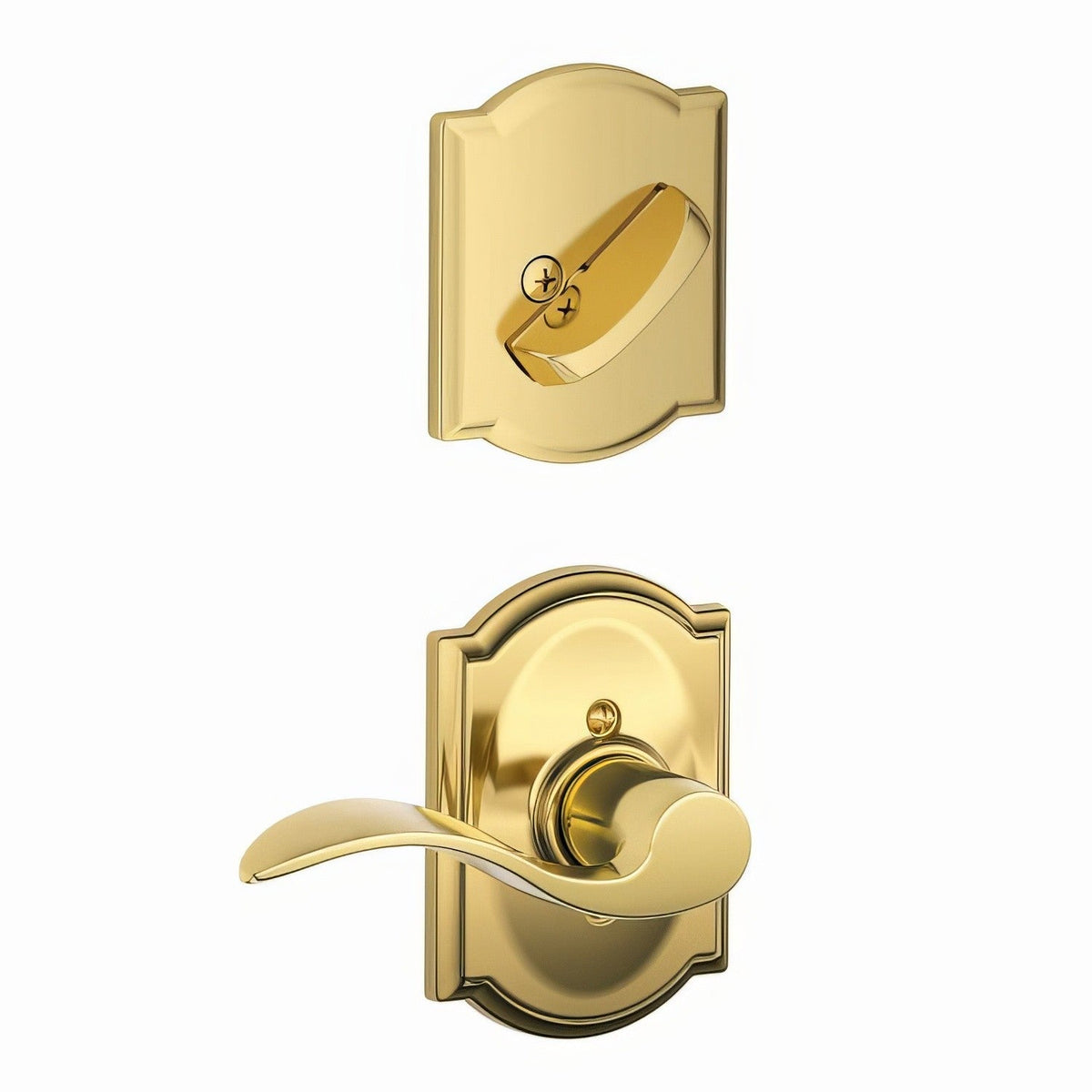 Schlage F59ACC605CAMRH F59-ACC-CAM-RH F-Series Accent Right Hand Dummy Interior Pack Polished Brass