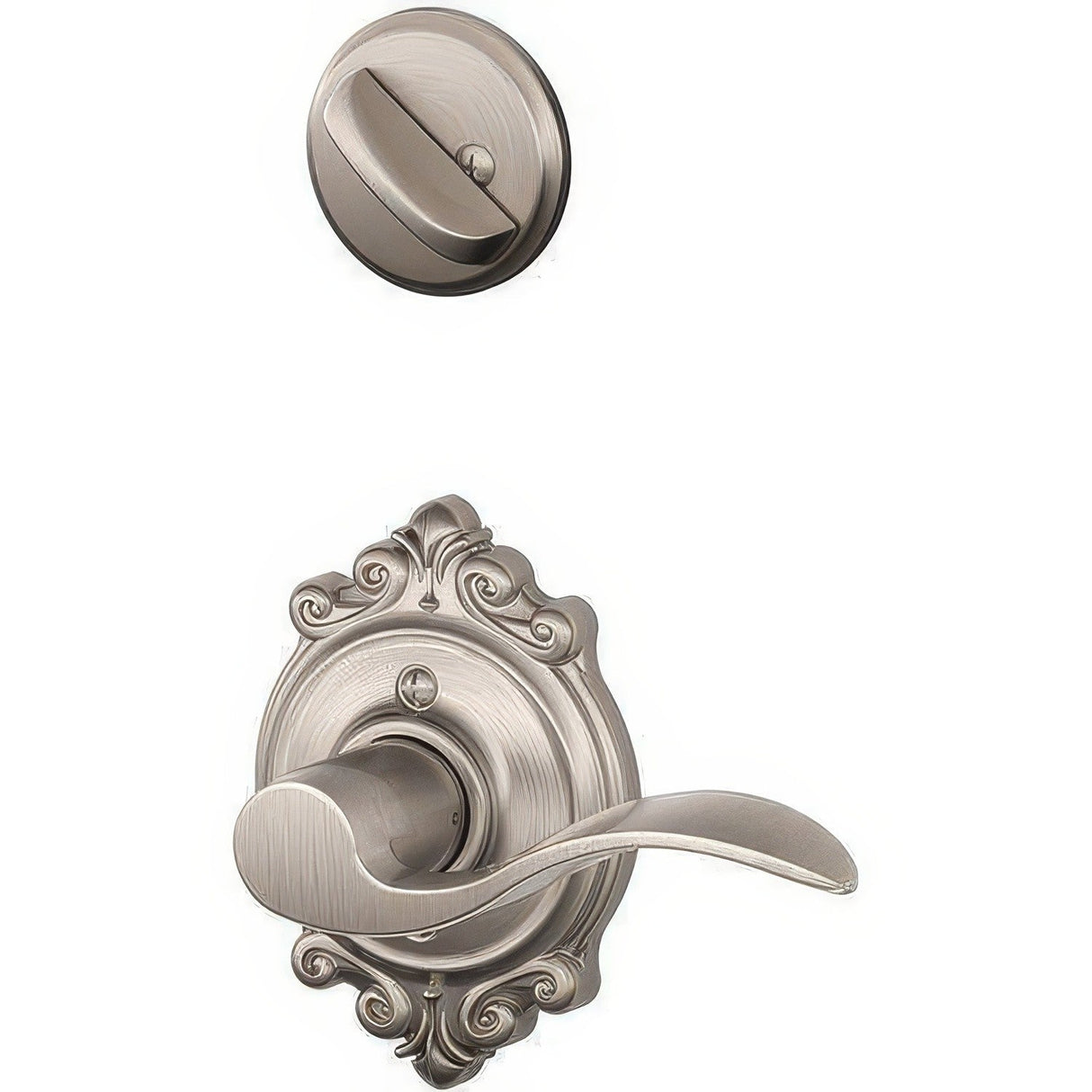 Schlage F59ACC619BRKLH F59-ACC-BRK-LH F-Series Accent Lever Left Hand Interior Trim Pack Satin Nickel