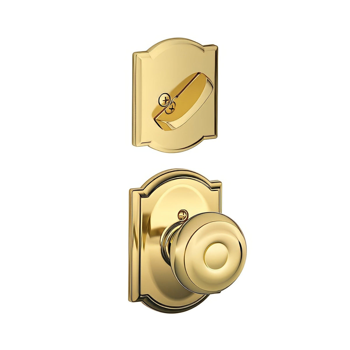 Schlage F59GEO605CAM F59-GEO-CAM F-Series Georgian Single Cylinder Interior Pack Handleset Polished Brass