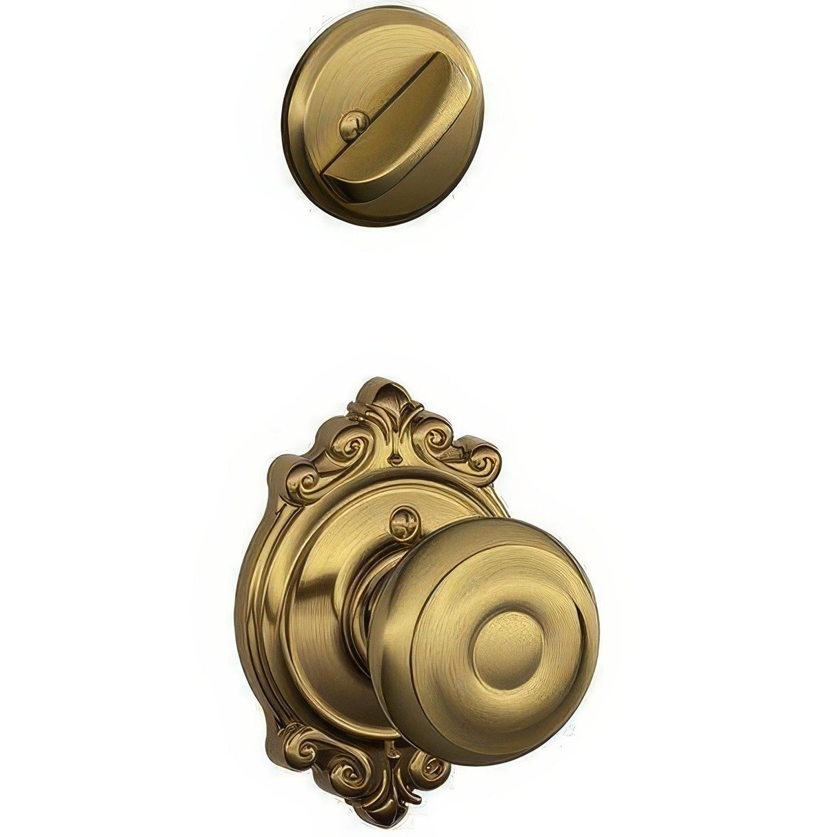 Schlage F59GEO609BRK F59-GEO-BRK F-Series Georgian Interior Pack Knob Antique Brass