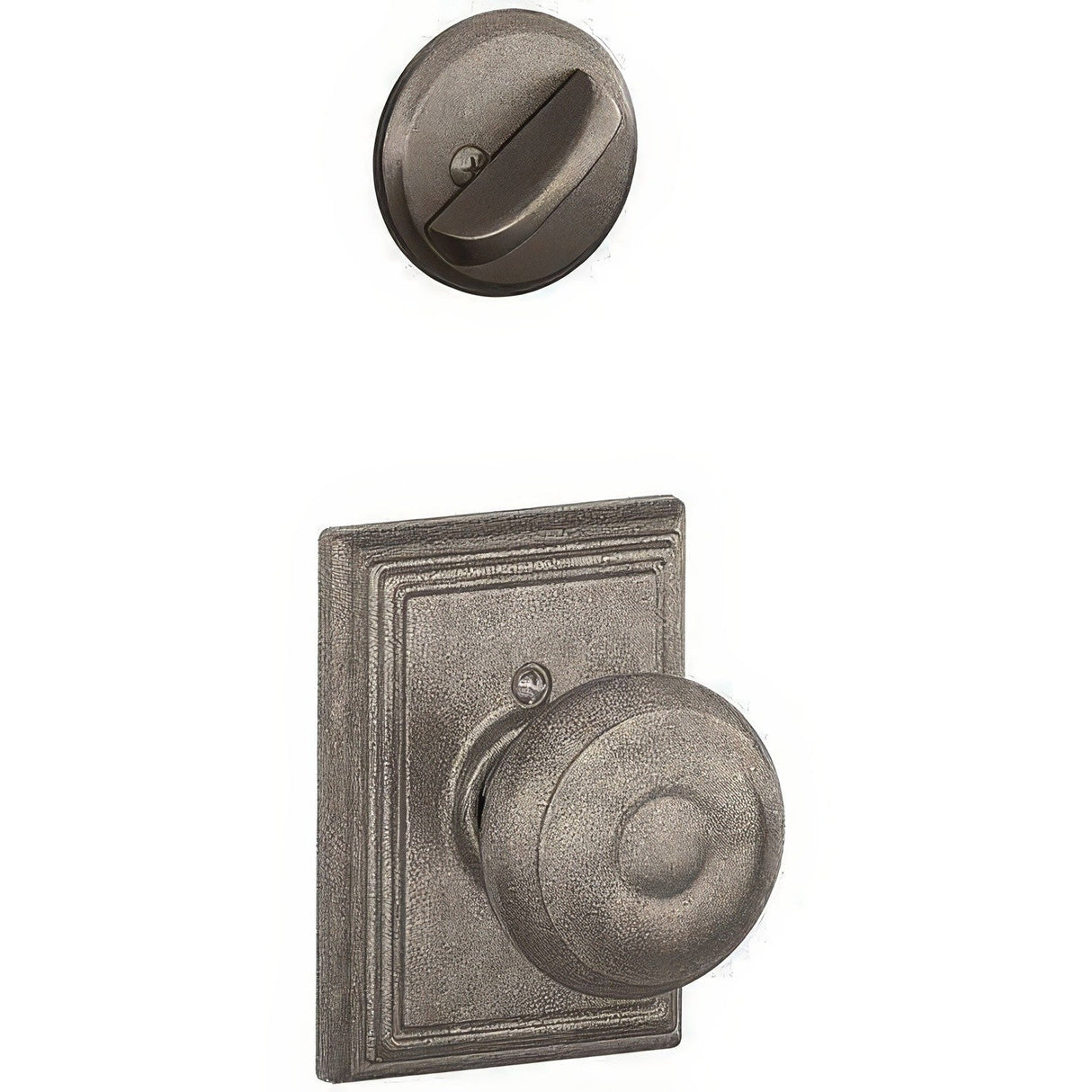 Schlage F59GEO621ADD F59-GEO-ADD Georgian Interior Pack Knob Distressed Nickel