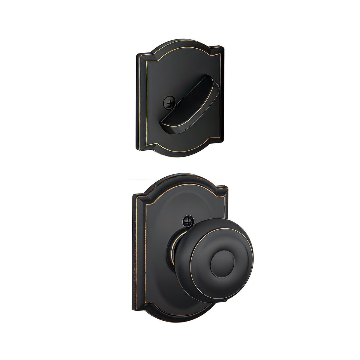 Schlage F59GEO716CAM F59-GEO-CAM F-Series Georgian Single Cylinder Interior Pack Handleset Aged Bronze