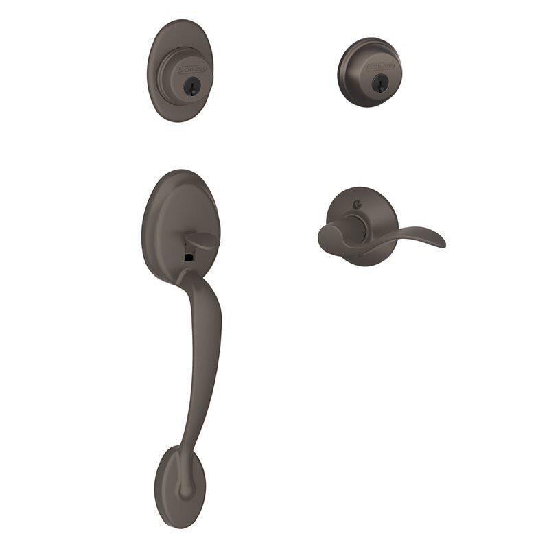 Schlage F62PLY619ACCRH F62-PLY-ACC-RH Plymouth Right Hand Double Cylinder Handleset Satin Nickel