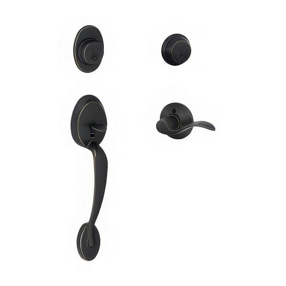 Schlage F62PLY716ACCLH F62-PLY-ACC-LH Plymouth Double Cylinder Handleset Aged Bronze