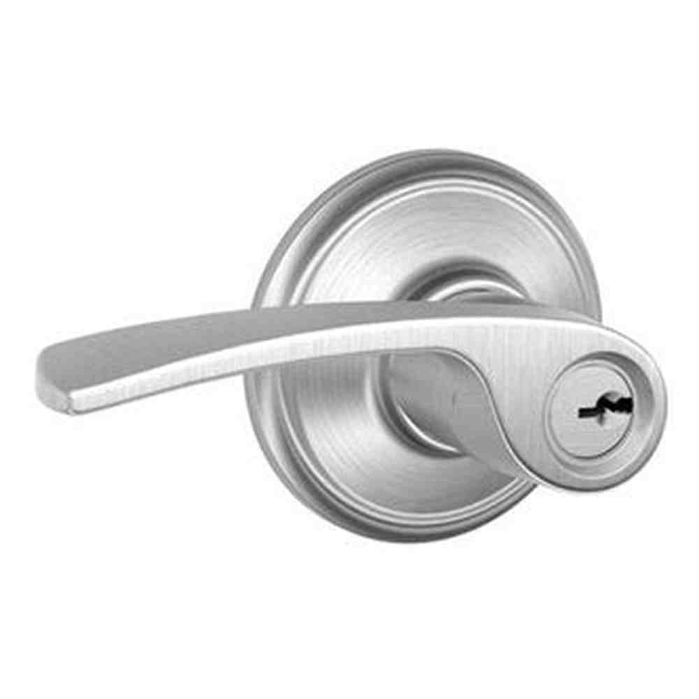 Schlage F80MER626LH satin chrome storeroom door lever