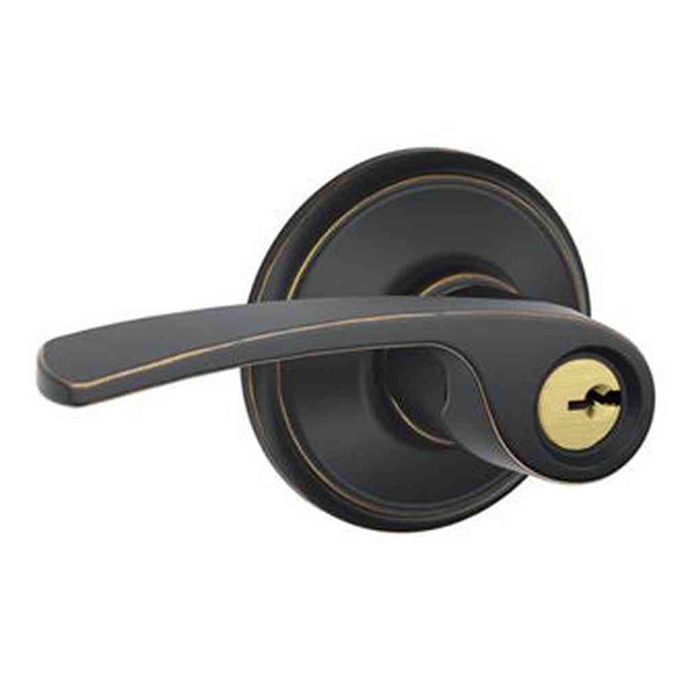 Schlage F80MER716LH aged bronze storeroom door lever