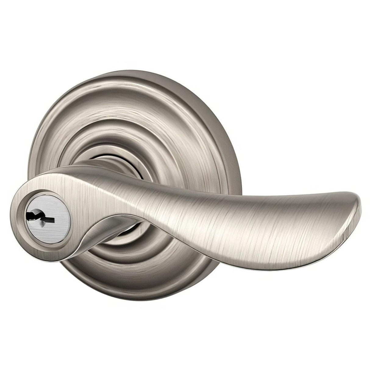 Schlage F80CHP619ANDLH F80-CHP-AND-LH Champagne Storeroom Door Lever Satin Nickel