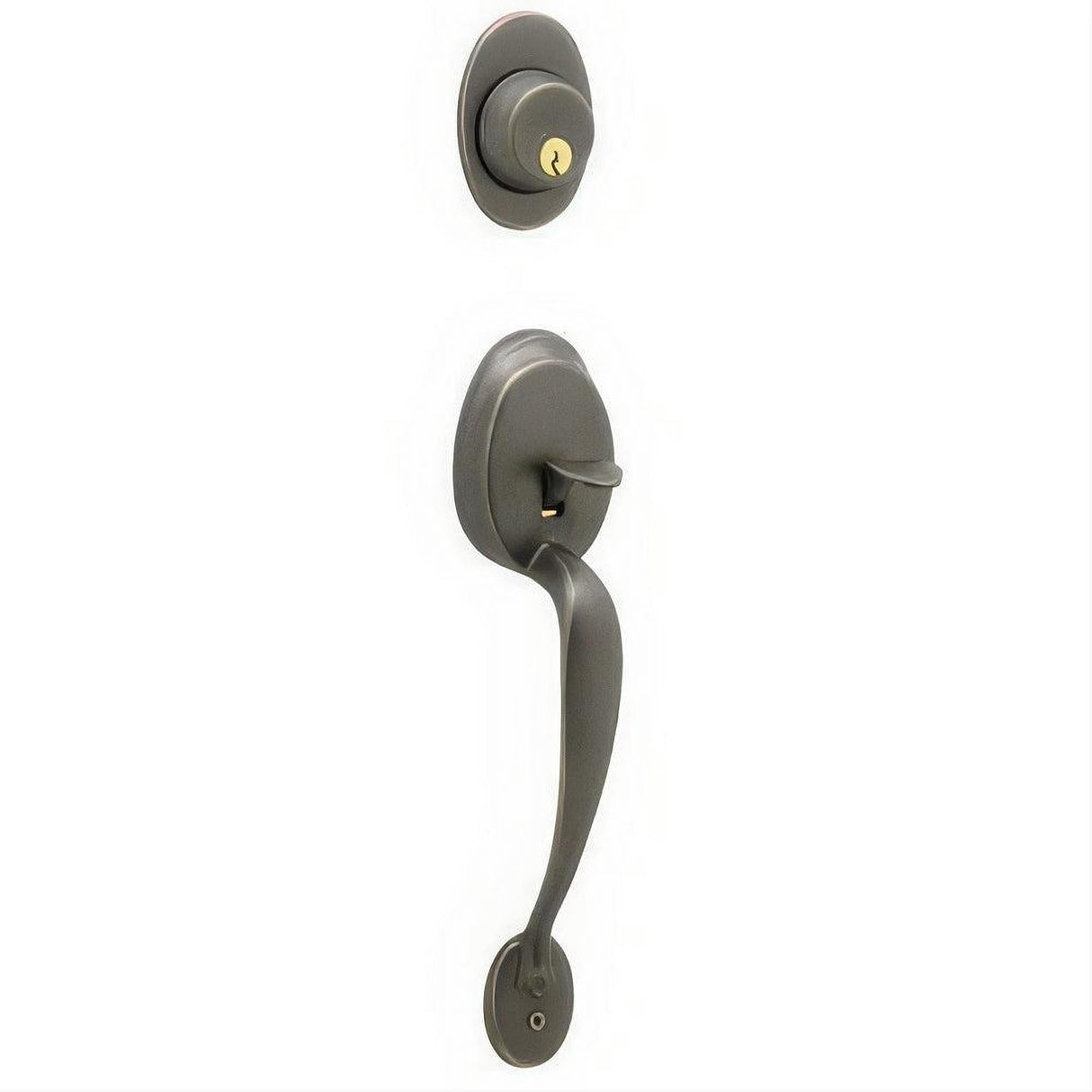Schlage F92PLY716 F92-PLY Plymouth Exterior Dummy Handleset Aged Bronze