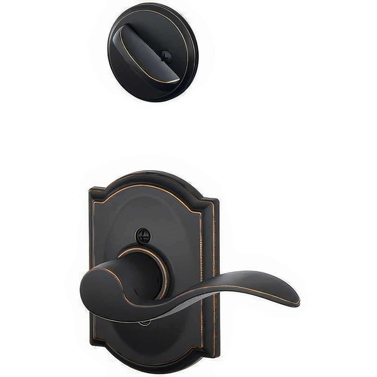 Schlage F94ACC716CAMLH F94-ACC-CAM-LH F-Series Accent Lever Left Hand Dummy Interior Pack Aged Bronze