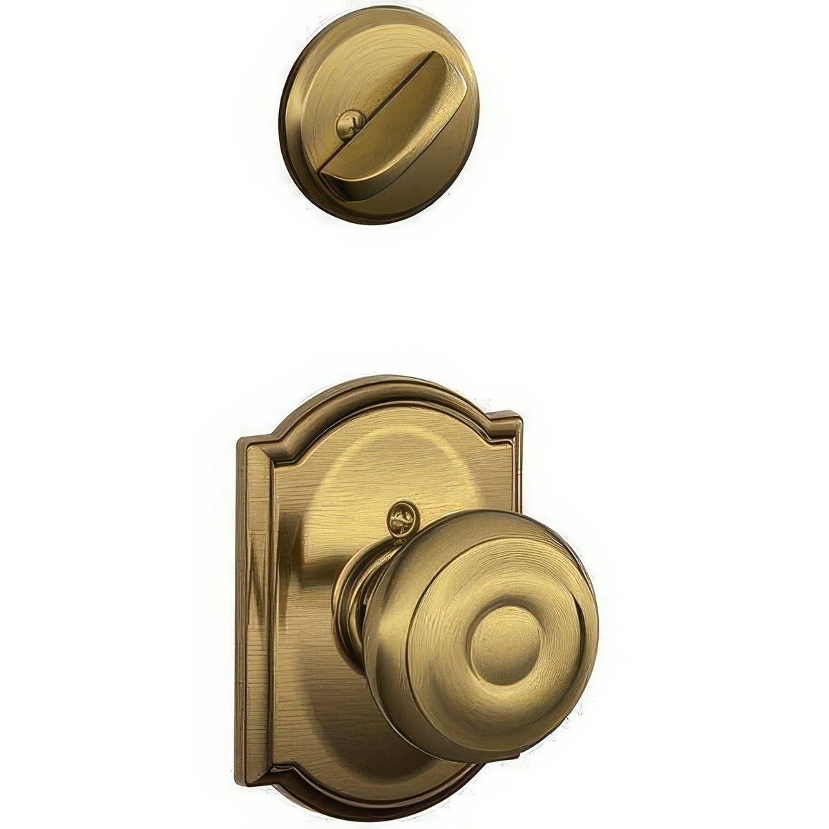 Schlage F94GEO609CAM F94-GEO-CAM F-Series Georgian Knob Dummy Interior Pack Antique Brass
