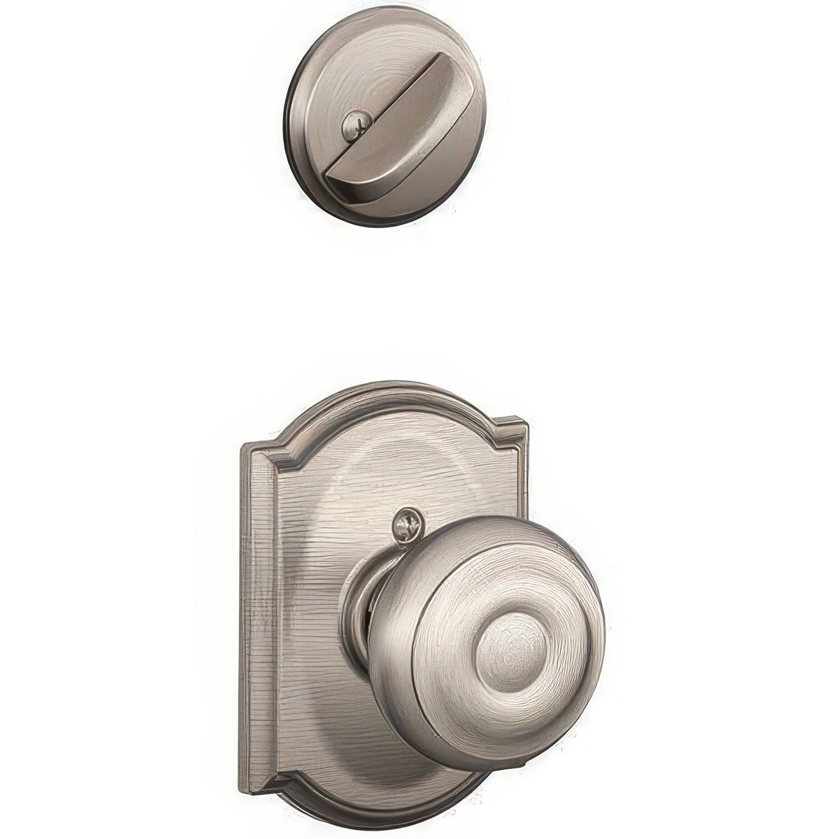 Schlage F94GEO619CAM F94-GEO-CAM F-Series Georgian Knob Dummy Interior Pack Satin Nickel