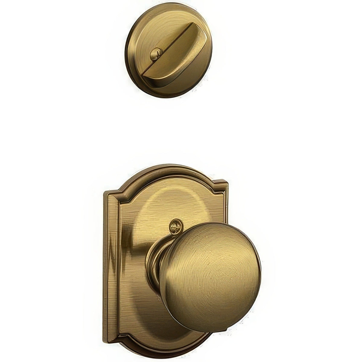 Schlage F94PLY609CAM F94-PLY-CAM F-Series Plymouth Knob Dummy Interior Pack Antique Brass