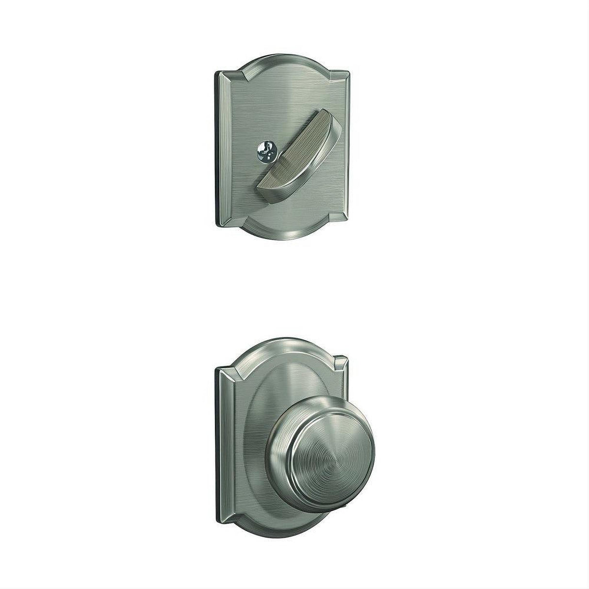 Schlage FC59AND619CAM FC59AND-CAM Custom Andover Knob with Camelot Rose Interior Active Trim Satin Nickel