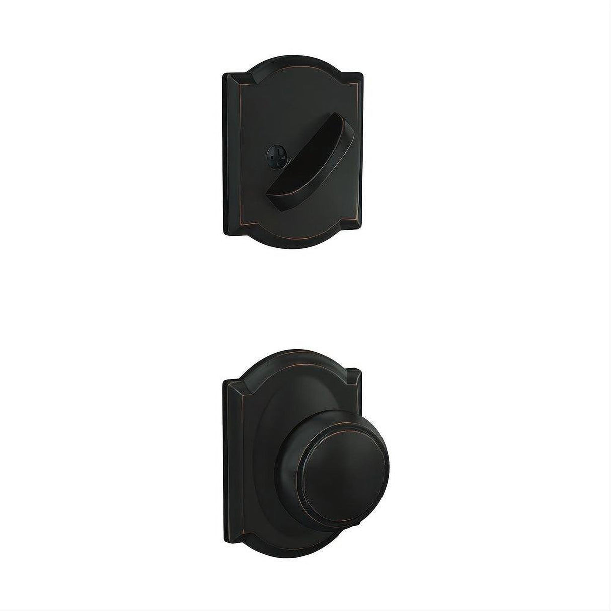 Schlage FC59AND716CAM FC59AND-CAM Custom Andover Knob with Camelot Rose Interior Active Trim Aged Bronze