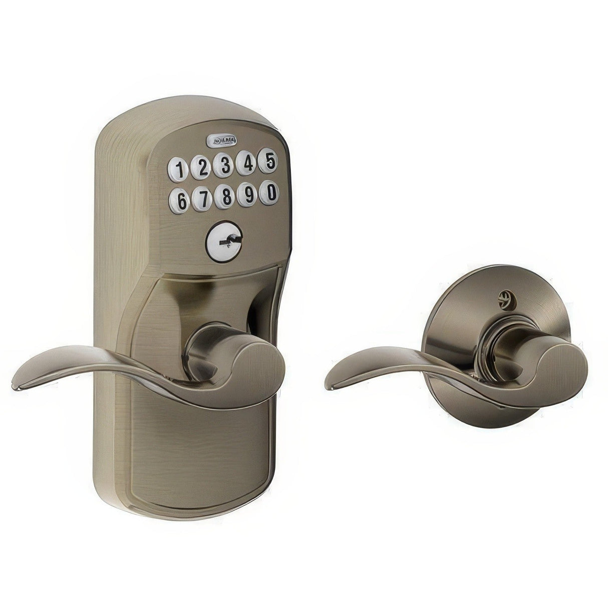Schlage FE575PLY620ACC FE575-PLY-ACC Electronic Security Plymouth Keypad Entry Door Knob Antique Pewter