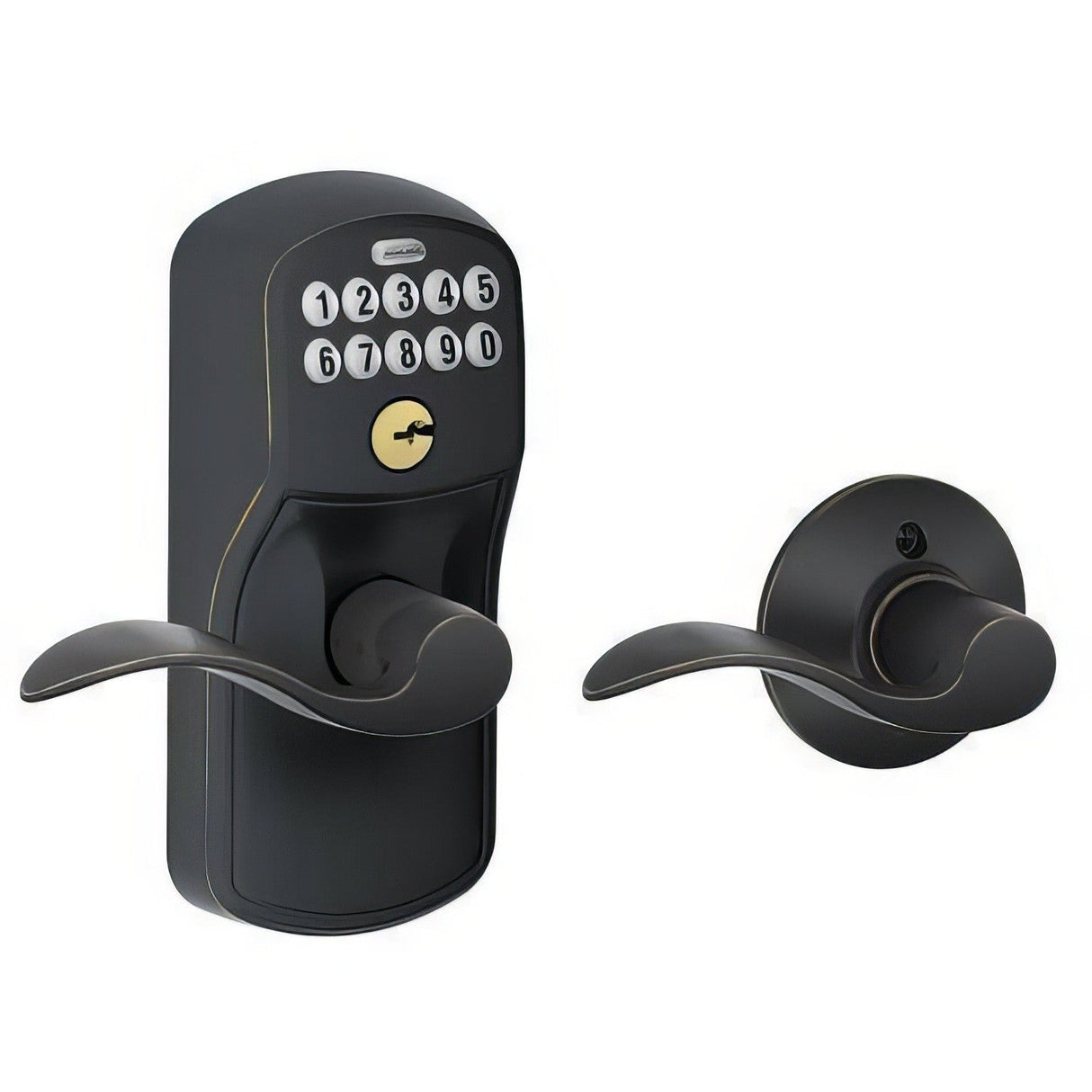 Schlage FE575PLY716ACC FE575-PLY-ACC Electronic Security Plymouth Keypad Entry Door Knob Aged Bronze