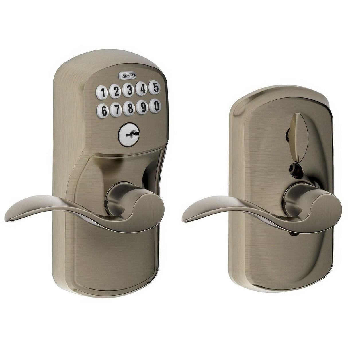 Schlage FE595PLY620ACC FE595-PLY-ACC Electronic Security Keypad Entry Door Lever Antique Pewter