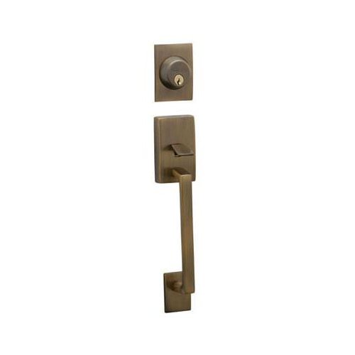 Schlage F62CEN609ELA F62-CEN-ELA F-Series Century Double Cylinder Handleset with Elan Lever Antique Brass
