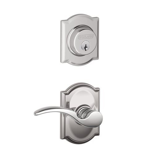 Schlage F57STA605CAMLH polished brass exterior trim lever