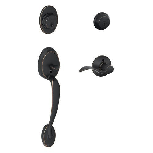 Schlage F62PLY605ACCRH F62-PLY-ACC-RH Plymouth Right Hand Double Cylinder Handleset Polished Brass