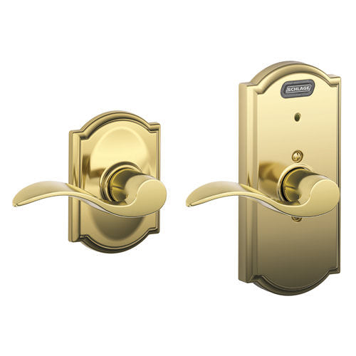 Schlage FE10ACC716CAM FE10-ACC-CAM Camelot Built-In Alarm Passage Door Lever Aged Bronze