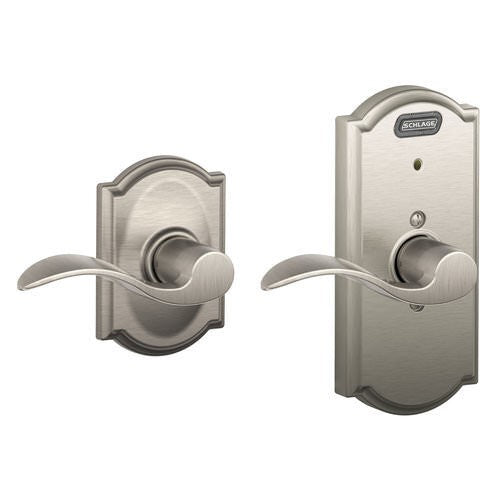 Schlage FE10ACC505CAM FE10-ACC-CAM Camelot Built-In Alarm Passage Door Lever Lifetime Polished Brass