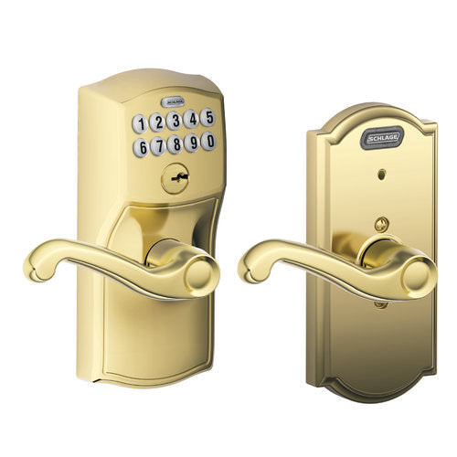 Schlage FE576CAM716FLA aged bronze keypad entry door lever