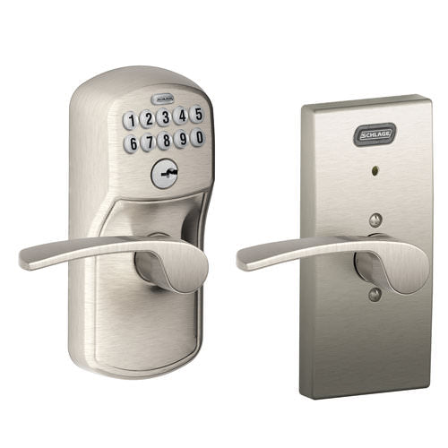 Schlage FE576CEN625MER polished chrome keypad entry door lever