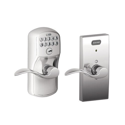 Schlage FE576CEN619ACC satin nickel keypad entry door lever