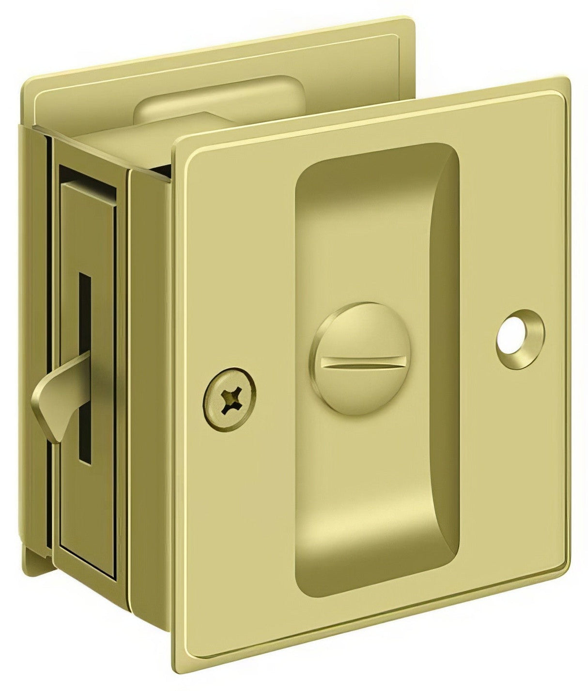 Deltana SDL25U3 polished brass privacy pocket door lock