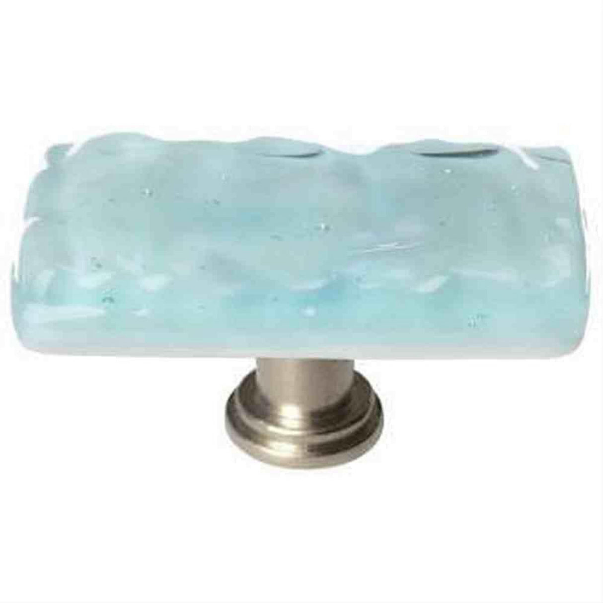 Sietto LK-208-SN Glacier Light Aqua Long Knob Satin Nickel