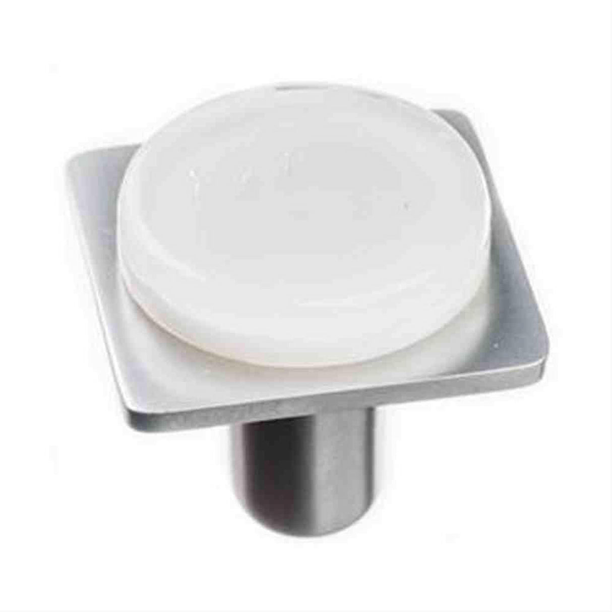 Sietto M-1300-SN Geomtric Round White Knob Satin Nickel