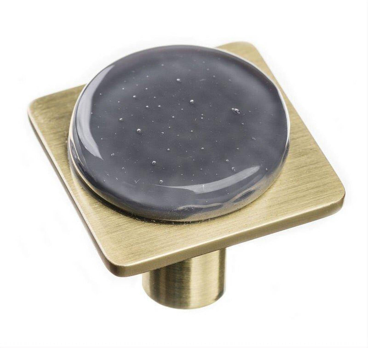 Sietto M-1301-SB Geomtric Round Slate Grey Knob Satin Brass