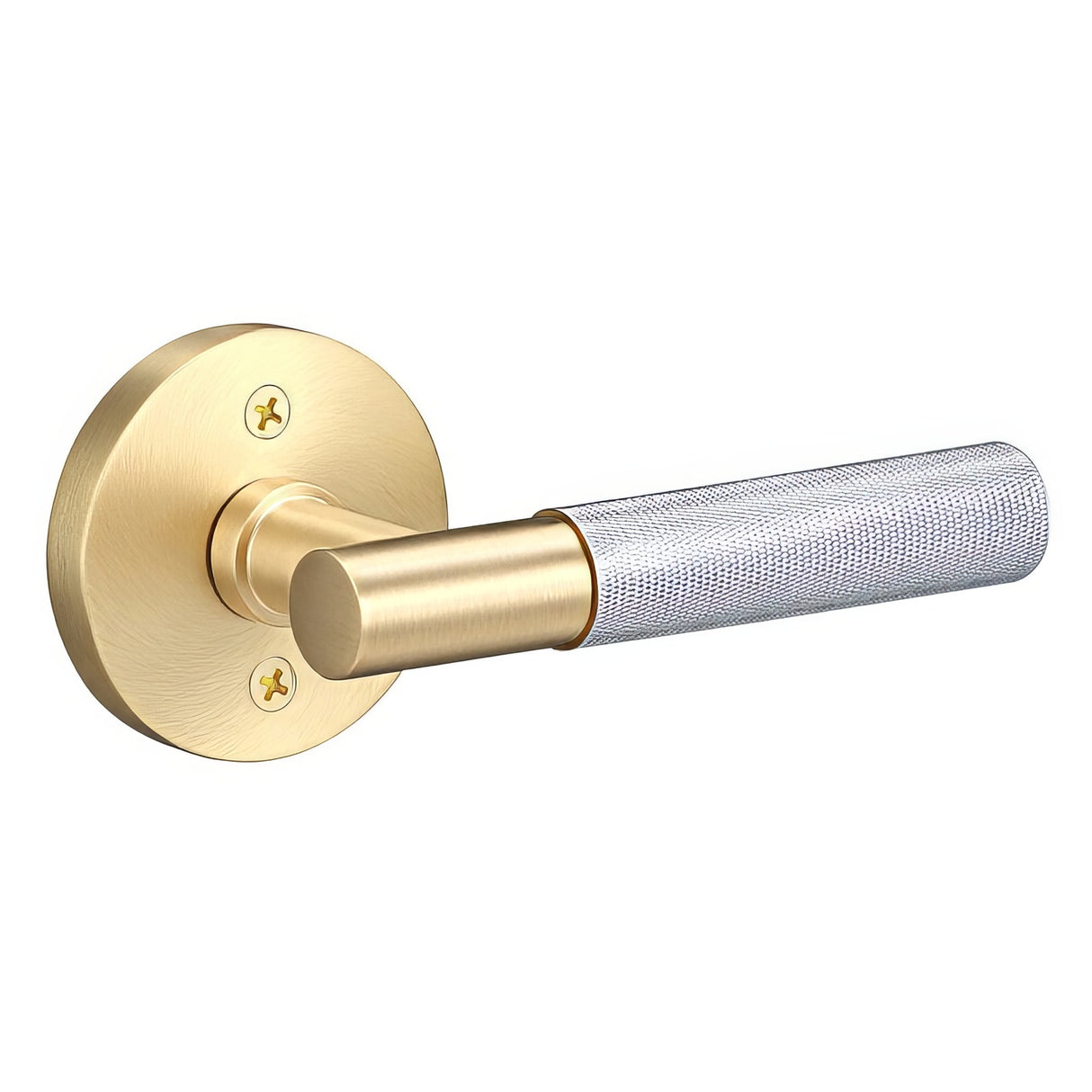 Sure-Loc Hardware SO-PH1 Sure-Loc AP100-RD-GRIP-KN Knurled Grip Dummy Door Lever with Aspra Round Rosette Flat Black / Satin Nickel