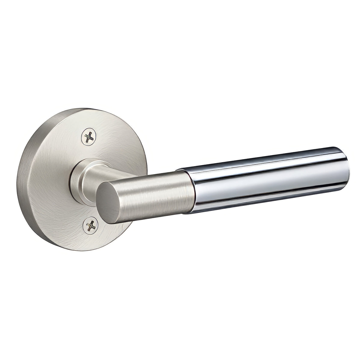 Sure-Loc Hardware Sure-Loc AP100-RD 15 GRIP-SM 26-GRIP-SM Smooth Grip Dummy Door Lever with Aspra Round Rosette Satin Nickel / Polished Chrome