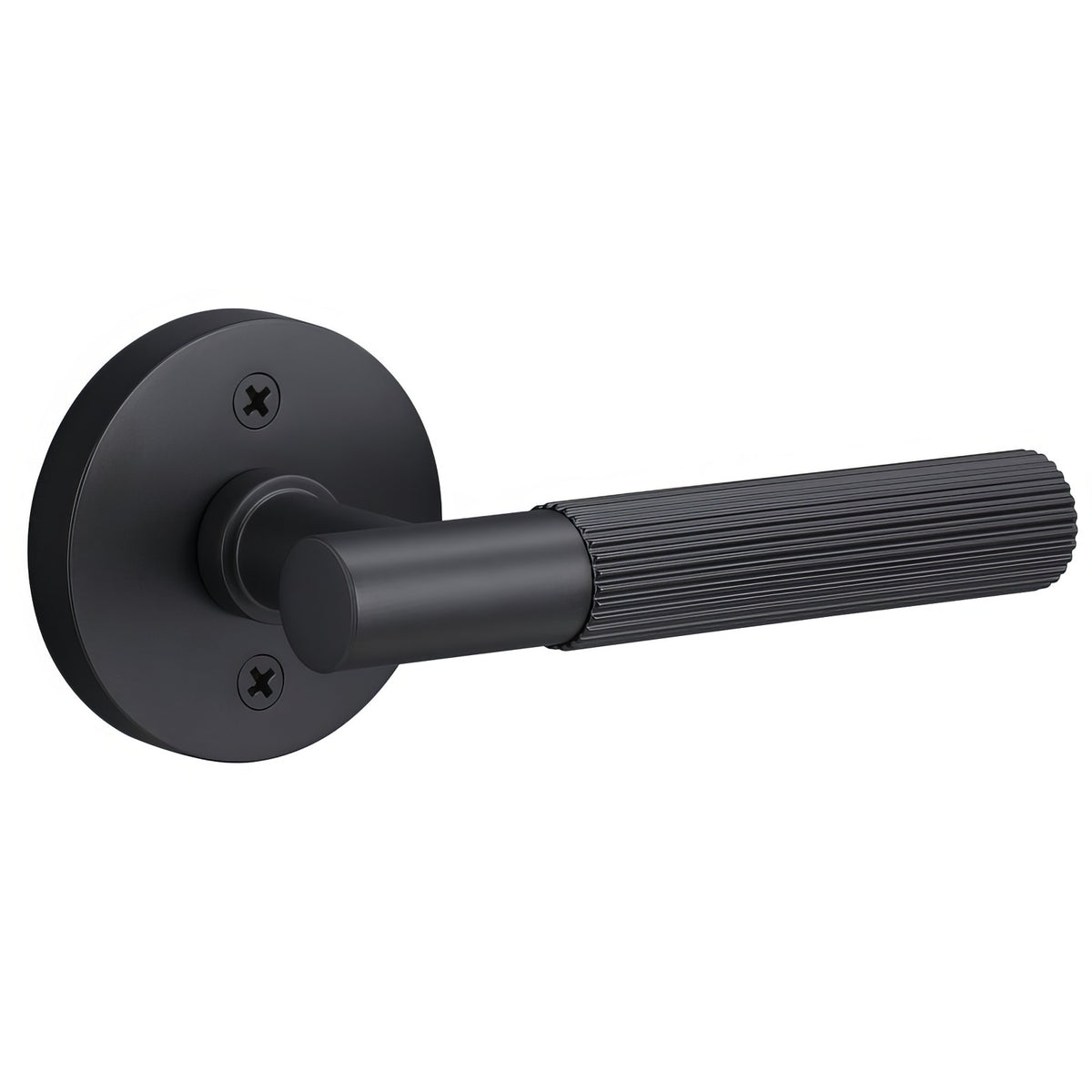 Sure-Loc Hardware Sure-Loc AP100-RD FBL GRIP-SKN FBL-GRIP-SKN Straight Knurled Grip Dummy Door Lever with Aspra Round Rosette Flat Black