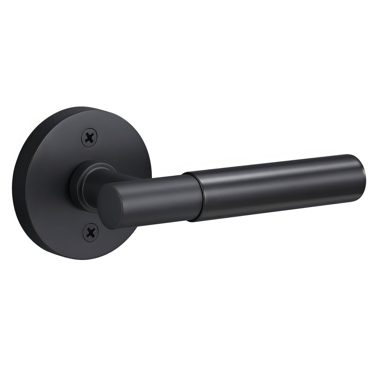 Sure-Loc Hardware Sure-Loc AP100-RD FBL GRIP-SM FBL-GRIP-SM Smooth Grip Dummy Door Lever with Aspra Round Rosette Flat Black